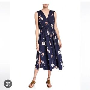 Vince Crinkle Floral Sleeveless Dress